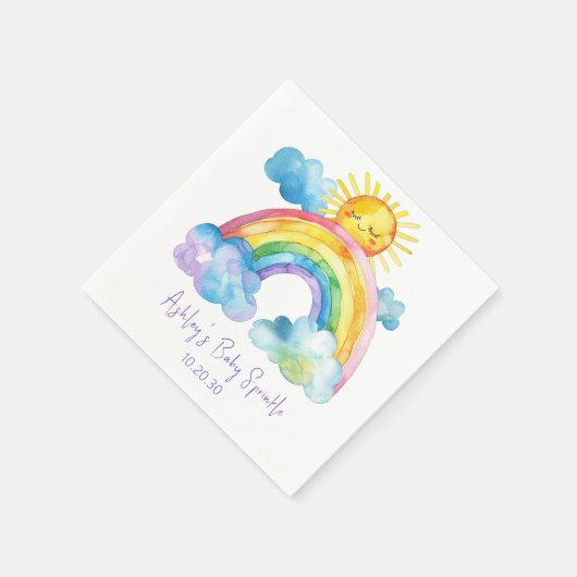 Serviette En Papier Aquarelle Rainbow Baby Sprinkle (Coin)