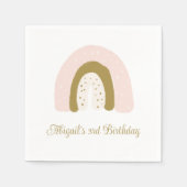 Serviette En Papier Aquarelle Rainbow Pink Pastel Anniversaire (Devant)