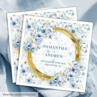 Aquarelle rayonnante Pastel Blue Gold Mariage Napk