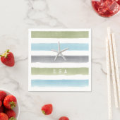 Serviette En Papier Aquarelle rayures monogramme rustique mariage de p (En situation)