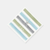 Serviette En Papier Aquarelle rayures monogramme rustique mariage de p (Coin)