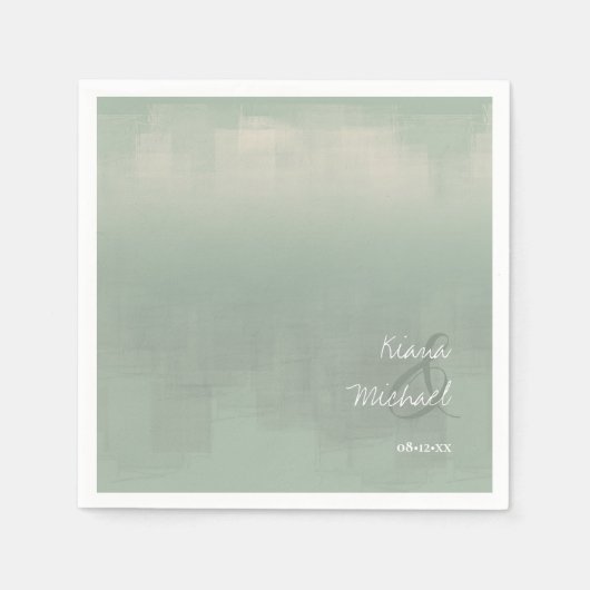 Serviette En Papier Aquarelle Réflexions Mariage Sage ID774 (Devant)