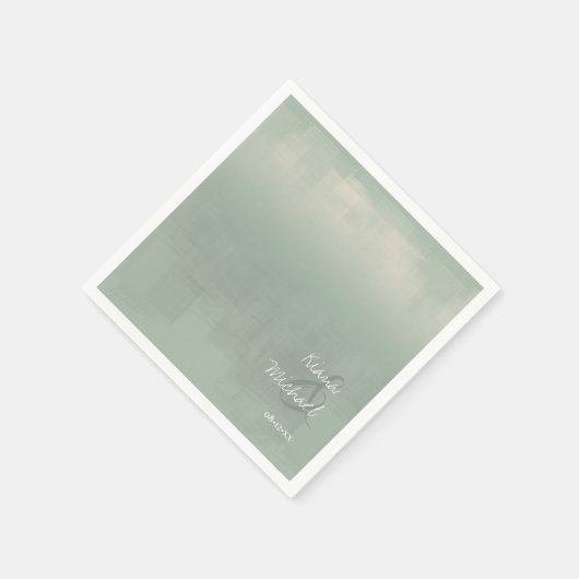 Serviette En Papier Aquarelle Réflexions Mariage Sage ID774 (Coin)