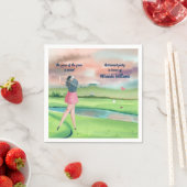 Serviette En Papier Aquarelle retraitée Golf femme sur le vert (En situation)
