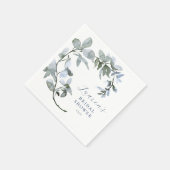 Serviette En Papier Aquarelle romantique Bleu Fête des mariées Florale (Coin)