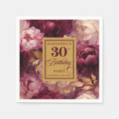 Serviette En Papier Aquarelle romantique Brousse Bourgogne Or 30e (Devant)