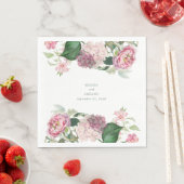 Serviette En Papier Aquarelle romantique Fleurs roses Mariage de jardi (En situation)