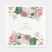 Serviette En Papier Aquarelle romantique Fleurs roses Mariage de jardi (Devant)