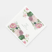 Serviette En Papier Aquarelle romantique Fleurs roses Mariage de jardi (Coin)