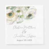 Serviette En Papier Aquarelle romantique Ranunculus blanc (Devant)