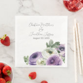 Serviette En Papier Aquarelle romantique Renoncule violette et blanche (En situation)