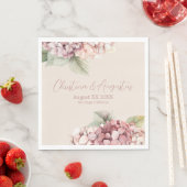 Serviette En Papier Aquarelle romantique rose et bleu Hydrangea Fleurs (En situation)