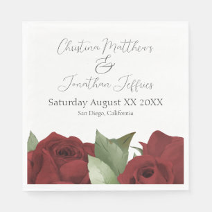 Serviette En Papier Aquarelle romantique Roses rouges