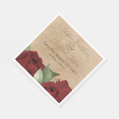 Serviette En Papier Aquarelle romantique Roses rouges sur Parchemin ru (Coin)
