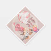 Serviette En Papier Aquarelle romantique Valentine Love Renards sur ro (Coin)
