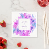 Serviette En Papier Aquarelle romantique violet Mariage floral serviet (En situation)