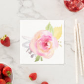 Serviette En Papier Aquarelle rose (En situation)