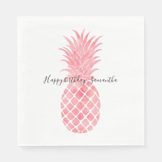 Serviette En Papier Aquarelle rose Aiguille tropicale (Devant)