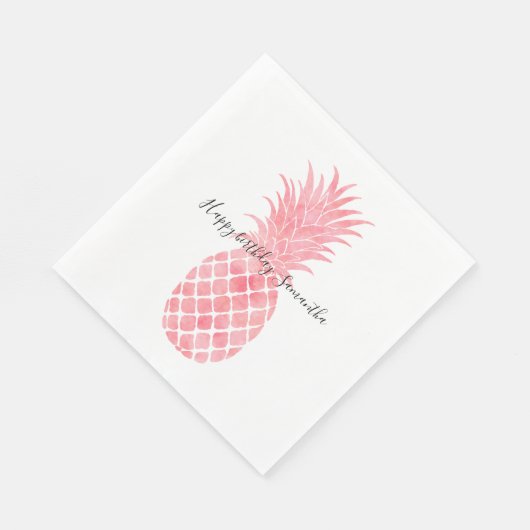 Serviette En Papier Aquarelle rose Aiguille tropicale (Coin)