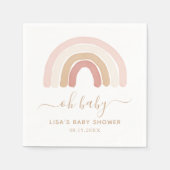 Serviette En Papier Aquarelle rose Baby shower arc-en-ciel (Devant)