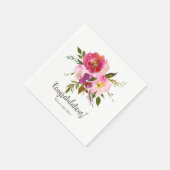 Serviette En Papier Aquarelle rose Baby shower floral Boho (Coin)