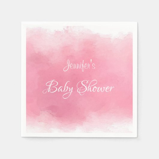 Serviette En Papier Aquarelle rose Baby shower manuscrit moderne (Devant)