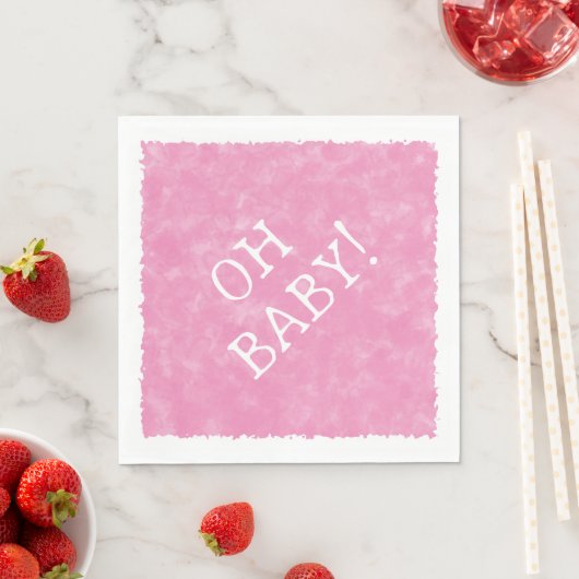 Serviette En Papier Aquarelle rose Baby shower texte personnalisé Oh b (En situation)