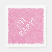 Serviette En Papier Aquarelle rose Baby shower texte personnalisé Oh b (Devant)