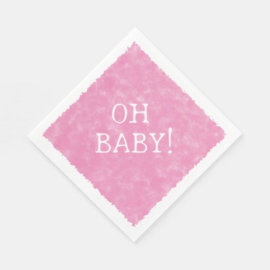 Serviette En Papier Aquarelle rose Baby shower texte personnalisé Oh b (Coin)