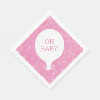 Serviette En Papier Aquarelle rose Baby shower texte personnalisé Oh b
