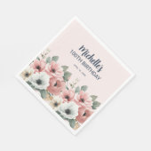 Serviette En Papier Aquarelle rose blanc Floral 100e anniversaire (Coin)