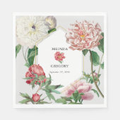 Serviette En Papier Aquarelle rose blanc pivoines Mariage (Devant)