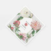 Serviette En Papier Aquarelle rose blanc pivoines Mariage (Coin)