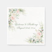 Serviette En Papier Aquarelle rose Bleu Vert Mariage Floral serviettes (Devant)