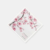 Serviette En Papier Aquarelle rose cerisier Mariage floral (Coin)