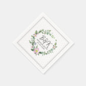 Serviette En Papier Aquarelle Rose chien rose Wreath (Coin)