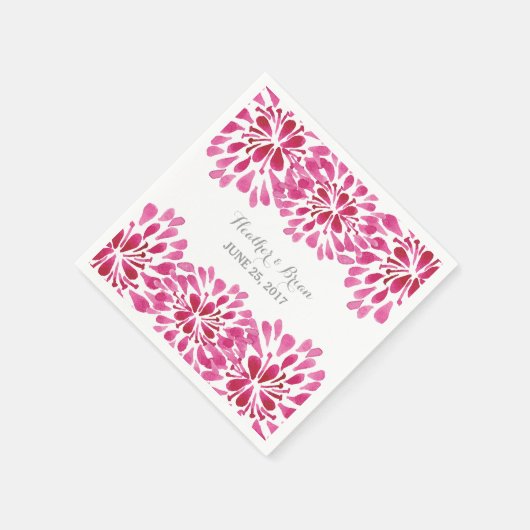 Serviette En Papier Aquarelle rose Chrysanthemum Papier serviettes (Coin)