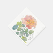 Serviette En Papier Aquarelle rose corail Floral (Coin)