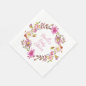 Serviette En Papier Aquarelle rose couronne florale (Coin)