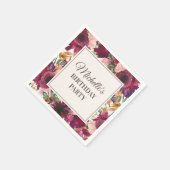 Serviette En Papier Aquarelle rose de Bourgogne Anniversaire florale (Coin)