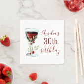 Serviette En Papier Aquarelle Rose de vin rouge 30e anniversaire (En situation)