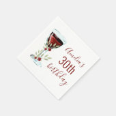 Serviette En Papier Aquarelle Rose de vin rouge 30e anniversaire (Coin)