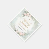 Serviette En Papier Aquarelle rose douce Fleurs Première Communion sai (Coin)