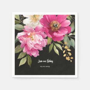 Serviette En Papier Aquarelle rose et blanc Peony Mariage floral