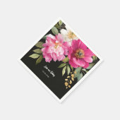 Serviette En Papier Aquarelle rose et blanc Peony Mariage floral (Coin)