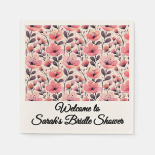 Serviette En Papier Aquarelle rose et corail serviettes florales