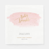 Serviette En Papier Aquarelle rose et or Fille Bébé saupoudrer (Devant)