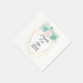 Serviette En Papier Aquarelle rose et vert moderne Mariage Succulent (Coin)