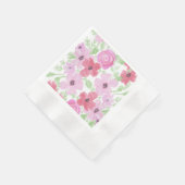 Serviette En Papier Aquarelle rose et vert Sage Floral (Coin)