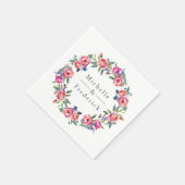 Serviette En Papier Aquarelle rose et violet Mariage Floral (Coin)